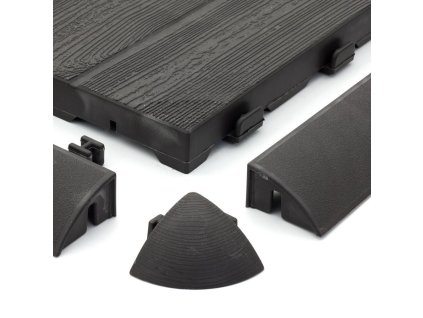 Hnědý plastový nájezd pro terasovou dlažbu Linea Easy - 39 x 4,5 x 2,5 cm