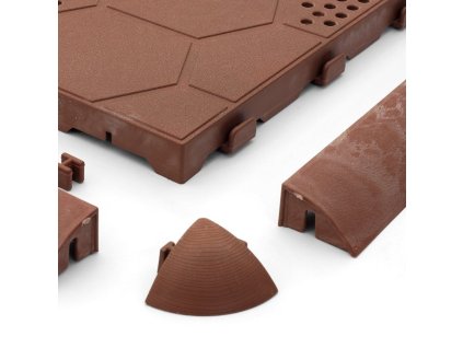 Hnědý plastový nájezd pro terasovou dlažbu Linea Easy - 39 x 4,5 x 2,5 cm