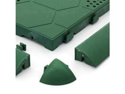 Zelený plastový rohový nájezd pro terasovou dlažbu Linea Easy - 5,4 x 5,4 cm výška 2,5 cm - 4 ks