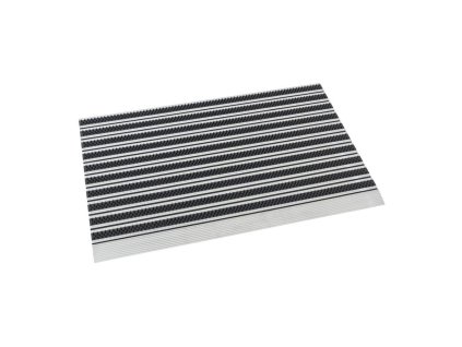 Černo-stříbrná hliníková venkovní čistící kartáčová vstupní rohož FLOMA Topline - 50 x 80 x 1,5 cm