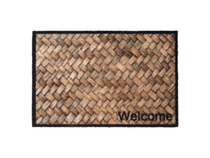 Vnitřní čistící pratelná vstupní rohož FLOMA Prestige Welcome wicker - 50 x 75 x 0,7 cm