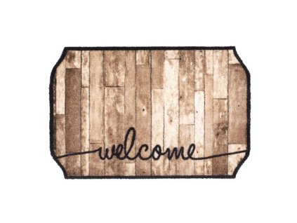 Vnitřní čistící pratelná vstupní rohož FLOMA Prestige Welcome wood octagon - 50 x 75 x 0,7 cm