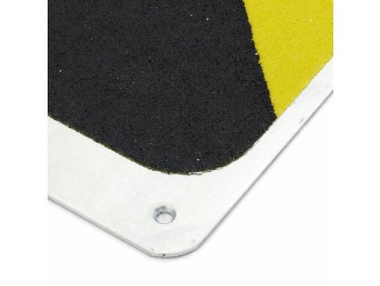 Černo-žlutý hliníkový protiskluzový nášlap na schody FLOMA Hazard Bolt Down Plate - 63,5 x 11,5 cm