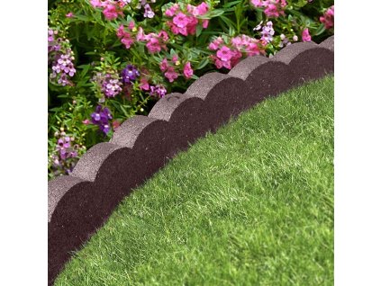 Hnědý gumový zahradní obrubník FLOMA Scalloped - 120 x 5 x 10 cm