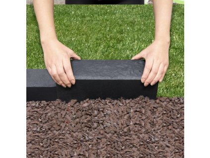 Černý gumový zahradní obrubník FLOMA - 30 x 10 x 12 cm