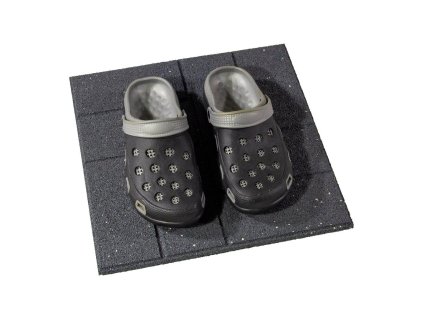 Šedá gumová terasová dlažba FLOMA Cobblestone - 40,5 x 40,5 x 1,5 cm