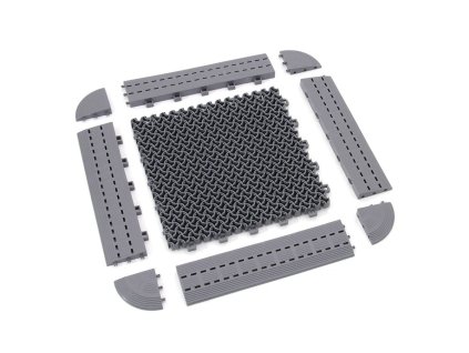 Šedá plastová zátěžová vstupní rohož Modular 9300 - 30 x 30 x 1,75 cm