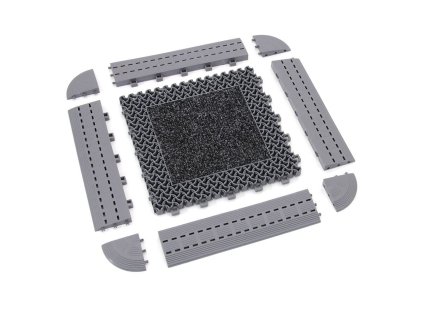 Šedá plastová textilní zátěžová vstupní rohož Modular 9900 - Aqua 95 - 30 x 30 x 2,19 cm