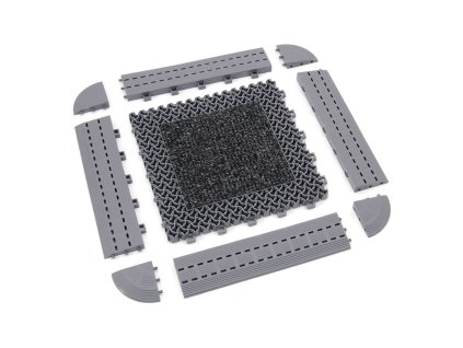 Šedá plastová textilní zátěžová vstupní rohož Modular 9900 - Aqua 75 - 30 x 30 x 2,19 cm
