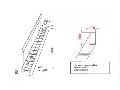 Mlynářské schodiště s madlem Softline