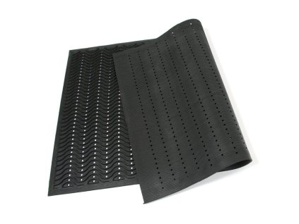 Gumová děrovaná čistící vstupní rohož FLOMA Waves - 60 x 90 x 1,5 cm