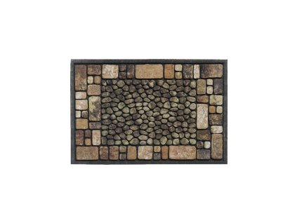 Hnědá vnitřní čistící vstupní rohož FLOMA Stones - 40 x 60 x 1 cm