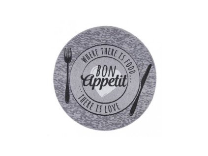 Kuchyňský pratelný koberec FLOMA Bon Appetit Where is food... - průměr 67 cm x 0,5 cm