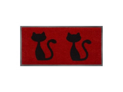 Červená vnitřní čistící pratelná vstupní rohož FLOMA Cats - 40 x 80 x 0,8 cm