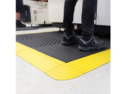 Černá gumová protiúnavová protiskluzová rohož Premium Fatigue - 50 x 50 x 2,4 cm
