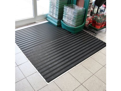 Černá textilní zátěžová vstupní rohož Premier Ribbed (Cfl-S2) - 44 x 29 x 1,4 cm