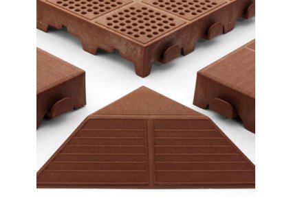 Hnědý plastový nájezd "samec" pro terasovou dlažbu Linea Combi - 40 x 20,5 x 4,8 cm