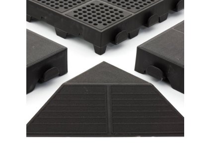 Hnědý plastový nájezd "samec" pro terasovou dlažbu Linea Combi - 40 x 20,5 x 4,8 cm
