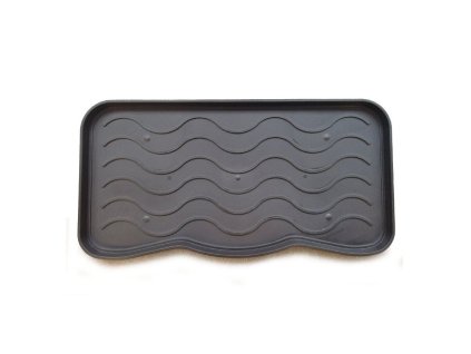 Černý plastový odkapávač na boty FLOMA Waves - 38 x 75 x 2,1 cm