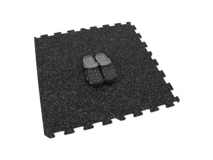 Černo-šedá gumová modulová puzzle dlažba (střed) FLOMA FitFlo SF1050 - 95,6 x 95,6 x 0,8 cm