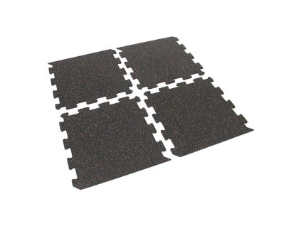 Černo-červená gumová modulová puzzle dlažba (okraj) FLOMA FitFlo SF1050 - 95,6 x 95,6 x 0,8 cm