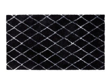 Černá vnitřní čistící pratelná vstupní rohož FLOMA Lima Rectangle - Rhombus - 67 x 120 x 0,7 cm