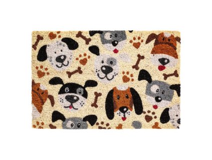 Kokosová vnitřní čistící vstupní rohož FLOMA Ruco Happy Dogs - 40 x 60 x 1,5 cm