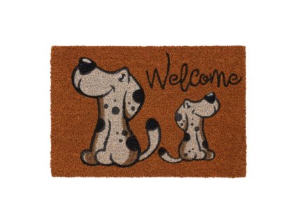 Kokosová vnitřní čistící vstupní rohož FLOMA Ruco Welcome Happy Dogs - 40 x 60 x 1,5 cm