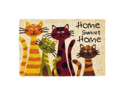 Kokosová vnitřní čistící vstupní rohož FLOMA Ruco Cats Home Sweet Home - 40 x 60 x 1,5 cm