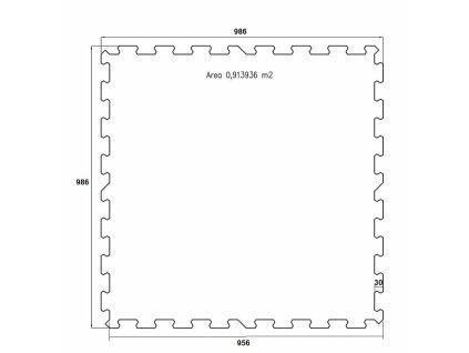 Černo-bílo-šedá gumová modulová puzzle dlažba (roh) FLOMA Sandwich - 95,6 x 95,6 x 1 cm
