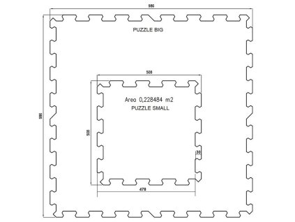 Černo-bílo-modro-šedá gumová modulová puzzle dlažba (střed) FLOMA Sandwich - 47,8 x 47,8 x 1 cm