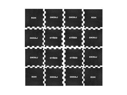 Černo-bílo-modro-šedá gumová modulová puzzle dlažba (roh) FLOMA Sandwich - 47,8 x 47,8 x 1 cm