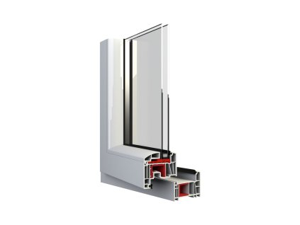 Okno plastové EKOSUN 6 bílé/tmavý dub, OS1A 60x62 P, dvojsklo, 6kom/81mm (vč.kliky