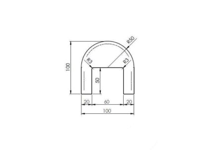 Černý gumový kryt obrubníku pro betonový obrubník šíře 6 cm - 100 x 10 x 10 cm