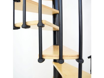 Interiérové schody Berlin 120x309 cm - buk, černé zábradlí