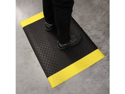 Černo-žlutá pěnová protiúnavová protiskluzová průmyslová rohož - 150 x 90 x 0,95 cm