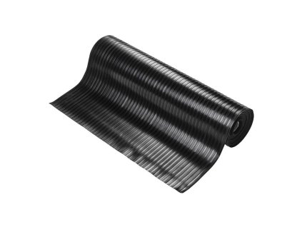 Černá rýhovaná protiskluzová průmyslová rohož COBARIB WIDE - 10 m x 120 cm x 0,6 cm