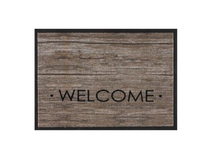Hnědá vnitřní čistící pratelná vstupní rohož FLOMA Welcome - 60 x 80 x 0,7 cm