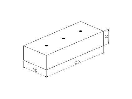 Gumový střešní podstavec pod kabelový žlab s ALU fólií FLOMA 3xM8 - 25 x 10 x 5 cm