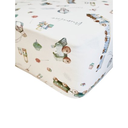 Bavlněné prostěradlo do kolébky a košíků 40x90 cm Vláčky White