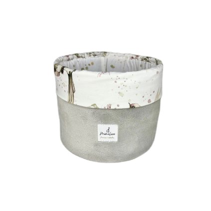 Malý kulatý úložný organizér Golden Birds Rose / světle šedý velvet