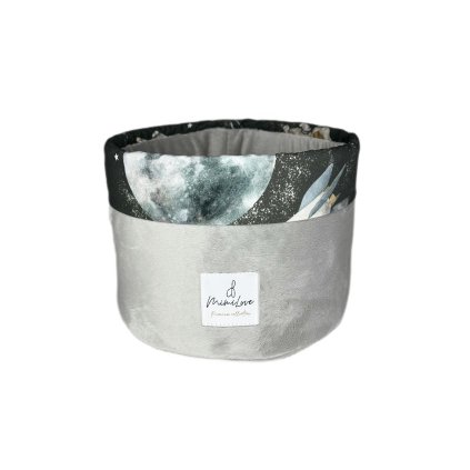 Velký kulatý úložný organizér Vesmír / světle šedý velvet