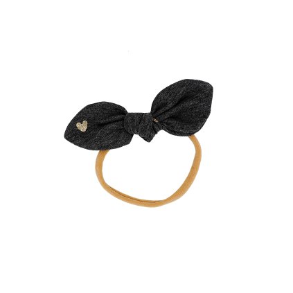 Čelenka s mašlí v univerzální velikosti Tmavě šedá se srdíčky