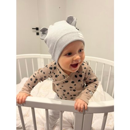 Přechodová čepice s oušky pro děti Tmavě Šedá