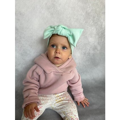 Bavlněná čelenka s mašlí Limited edition Mentol 1