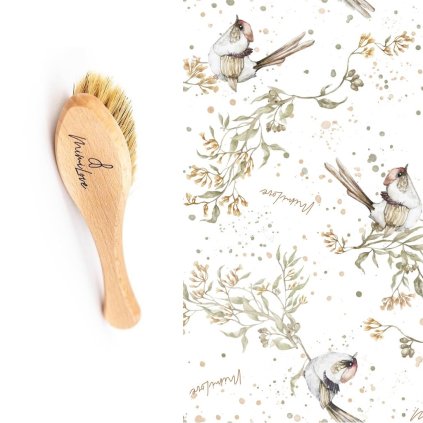 Kartáč na vlásky s praktickou plenkou Golden birds - střední tvrdost