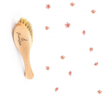 Kartáč na vlásky s praktickou plenkou Kytičky - střední tvrdost