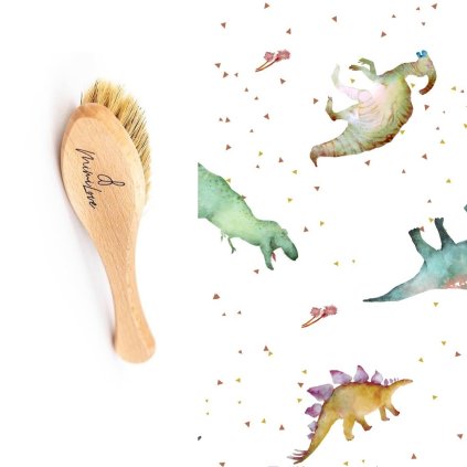 Kartáč na vlásky s praktickou plenkou Dino - střední tvrdost