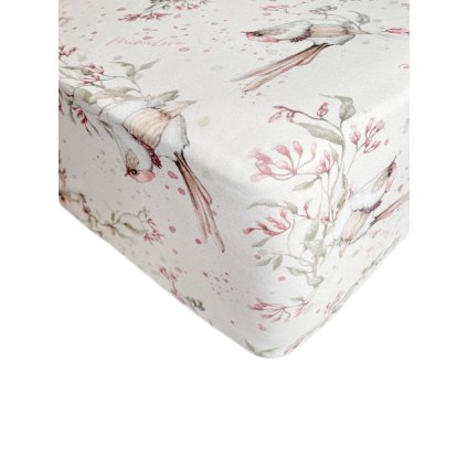Bavlněné prostěradlo do kolébky a košíků 40x90 cm Golden Birds Rose