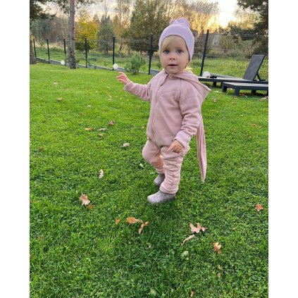 Dětský zateplený overal králíček 18-36m. Starorůžový